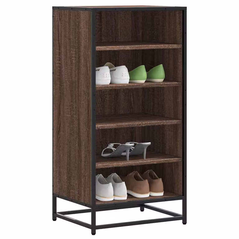 Scarpiera moderna vidaXL in legno e metallo marrone con ripiani piatti e ventilazione L/P/H: 48 x 38 x 97,5 cm