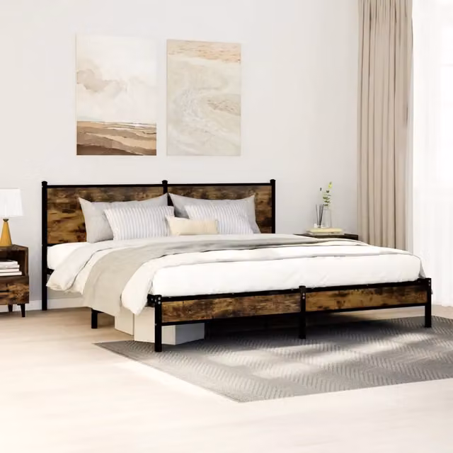 Struttura Letto Design Mania in Metallo e Rovere Fumo L: 160 cm, P: 200 cm