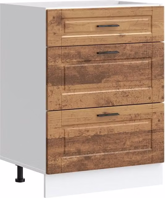 Mobile base da cucina moderno HELLOSHOP26 in legno composito marrone con ante e cassetti L/P/H: 60 x 46 x 81,5 cm