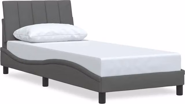 Letto singolo Hanko per adulti in tessuto grigio scuro 90x190 cm