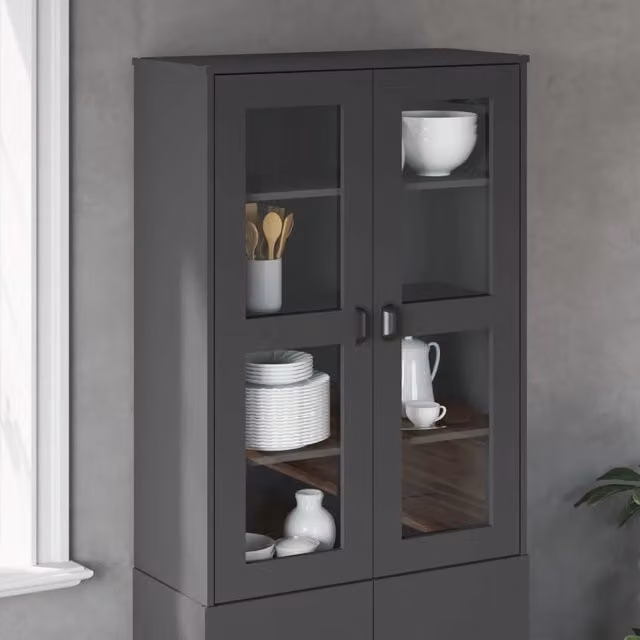 Piano per credenza VIKEN vidaXL in legno multistrato e vetro, colore antracite, L: 110 cm, P: 35 cm, H: 2 cm