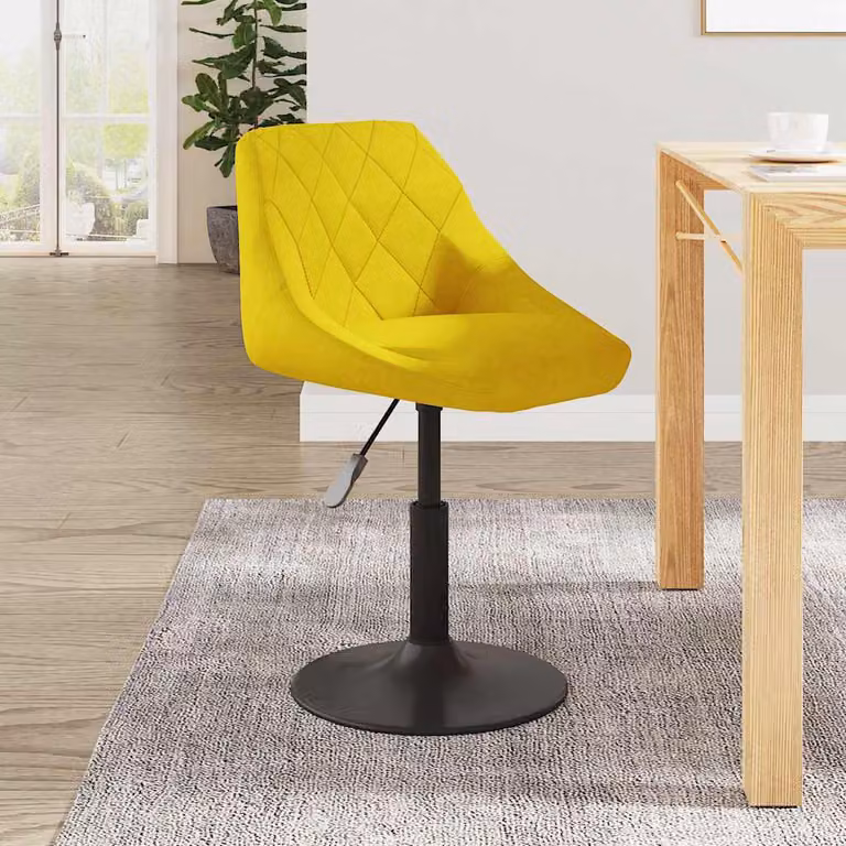vidaXL Sgabello da Bar Giallo in Velluto con Base in Metallo e Rotazione a 360 Gradi