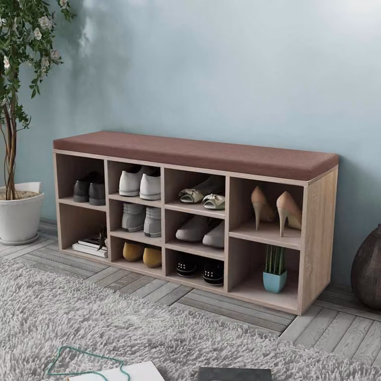 Panchina con scarpiera vidaXL moderna in MDF colore marrone per ingresso