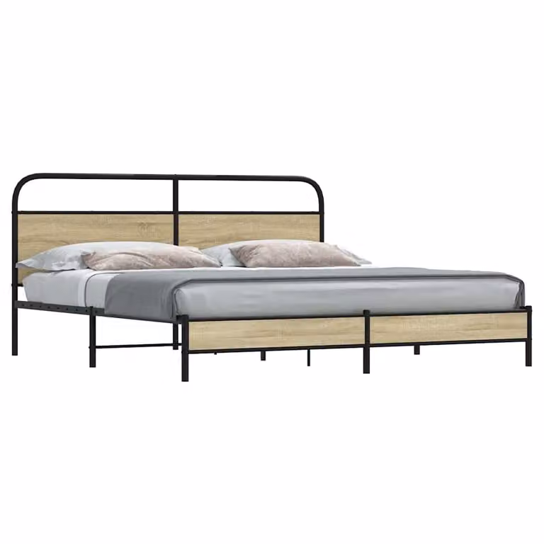 Giroletto in metallo vidaXL colore rovere sonoma senza materasso L: 187 cm, P: 100 cm, H: 219 cm