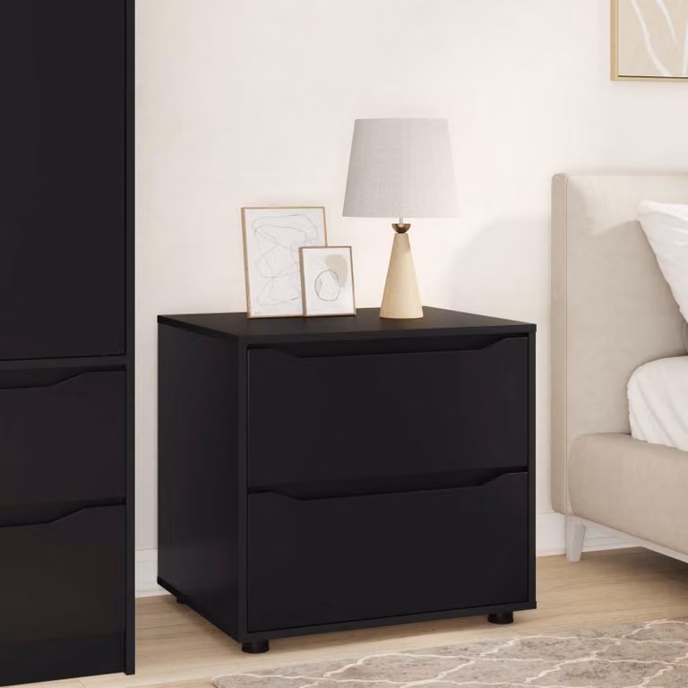 vidaXL Armadio con Cassetti in MDF Nero Opaco L: 60 cm, P: 48 cm, H: 57 cm