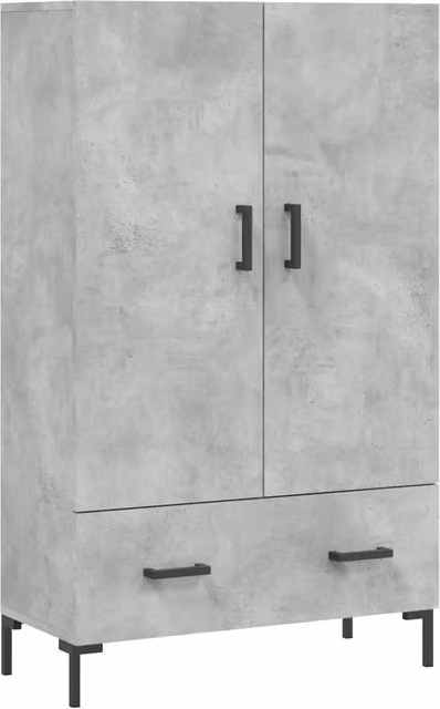 Buffet credenza con cassetti e ante per cucina o soggiorno in MDF e metallo grigio H: 69,5 cm, L: 115 cm, P: 31 cm