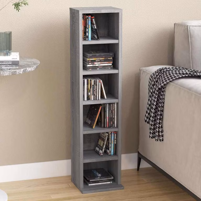 vidaXL Mobile Porta CD Grigio Sonoma in Legno Multistrato L/P/H: 21 x 20 x 88 cm