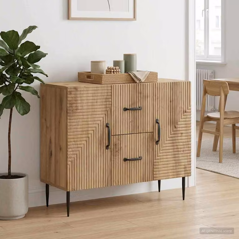 Credenza moderna vidaXL in legno color rovere marrone L: 89 cm, P: 34,5 cm, H: 60 cm