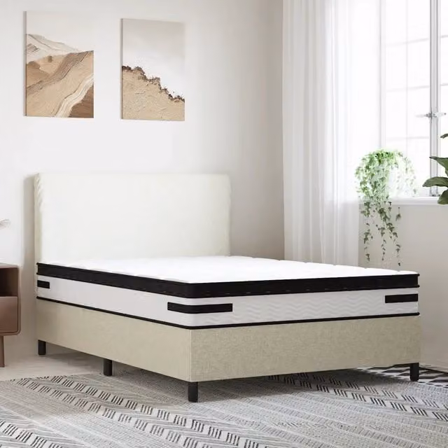 Materasso a Molle Insacchettate vidaXL Bianco e Nero L: 140 cm, P: 190 cm, H: 33 cm