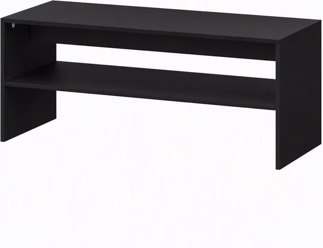Tavolino da caffè moderno HOMCOM in legno con ripiano aperto a 2 livelli, colore nero, L 100 cm x P 40 cm x H 41.5 cm