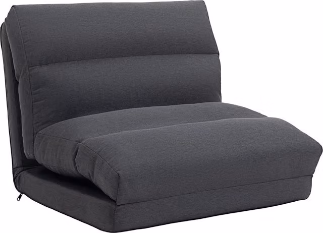 Pouf pieghevole HOMCOM con funzione letto e schienale reclinabile, Grigio scuro, L: 70 cm, P: 72 cm, H: 56 cm