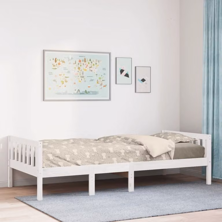 Letto per bambini vidaXL in legno massello di pino bianco senza materasso 90x190 cm