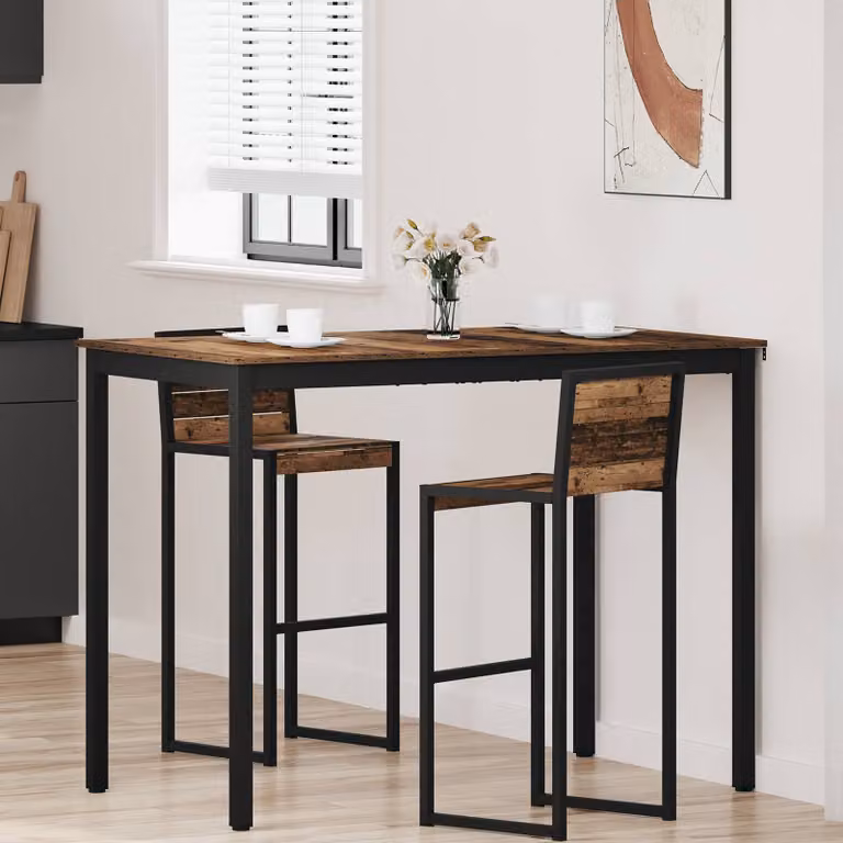 vidaXL Tavolo Bar Rettangolare Moderno in Legno Ingegnerizzato e Metallo, L: 140 cm, P: 80 cm, H: 105 cm