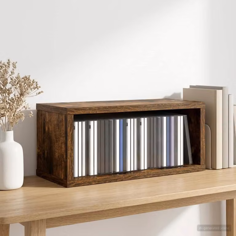 vidaXL Rack per Stoccaggio CD in Legno MDF, Colore Marrone Rovere Fumo, L 40 x P 17 x H 17 cm