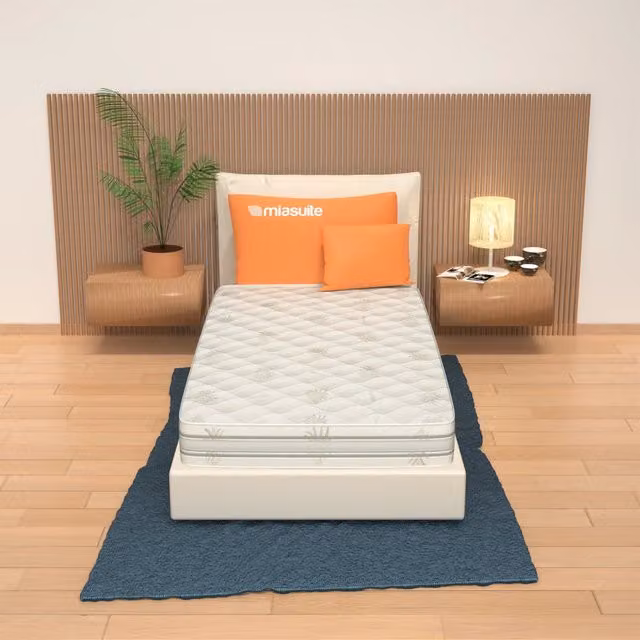 Materasso Singolo MIASUITE con Gel e Rivestimento Sfoderabile in Tessuto Bianco, L/P/H: 90 x 200 x 24 cm