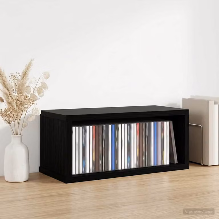 vidaXL Rack per Stoccaggio CD Nero Opaco L: 40 cm, P: 17 cm, H: 17 cm