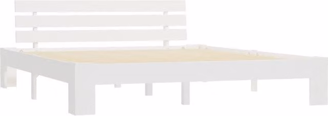 Letto matrimoniale in legno massello di pino bianco con doghe fisse e stile rustico L/P/H: 165 x 200 cm