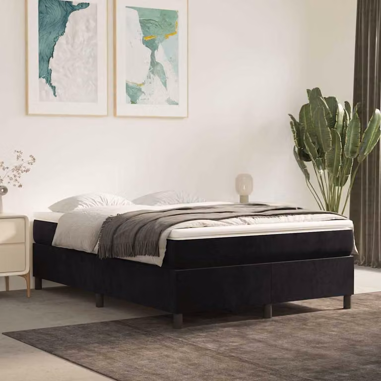 vidaXL Struttura Letto Imbottita in Velluto Nero L: 140 cm, P: 190 cm