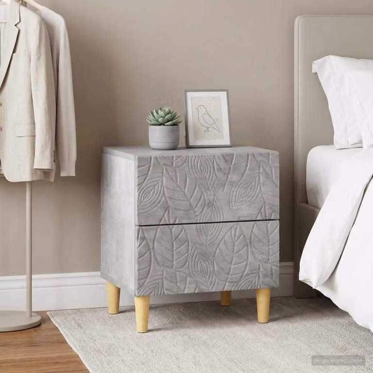 Set di 2 comodini moderni vidaXL in colore grigio cemento, L 43 cm x P 34,5 cm x H 48 cm