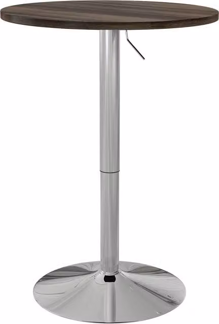 Tavolo alto da bar HOMCOM con piano girevole regolabile in altezza e base in acciaio, Marrone, Ø: 60 cm, H: 69-91 cm