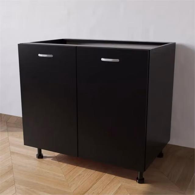 Calandrelli Base Lavello Moderno Nero con 2 Ante in MDF L: 80 cm, P: 55,5 cm, H: 72 cm