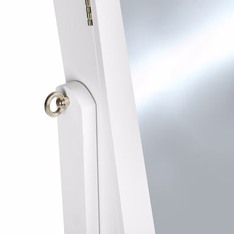 Armadietto portagioie con specchio TecTake GmbH bianco con ante a battente e asta appendiabiti L/P/H: 37.0 x 12.5 x 147.0 cm