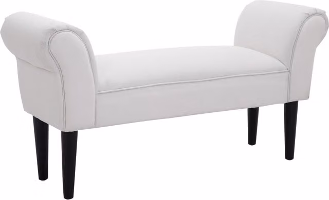 Panca fondo letto imbottita HOMCOM con braccioli arrotolati, design moderno, Bianco, L 102 x P 31 x H 51 cm