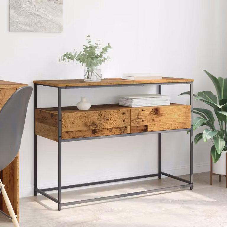 vidaXL Tavolo consolle in stile industriale color marrone L/P/H: 100 x 40 x 75 cm