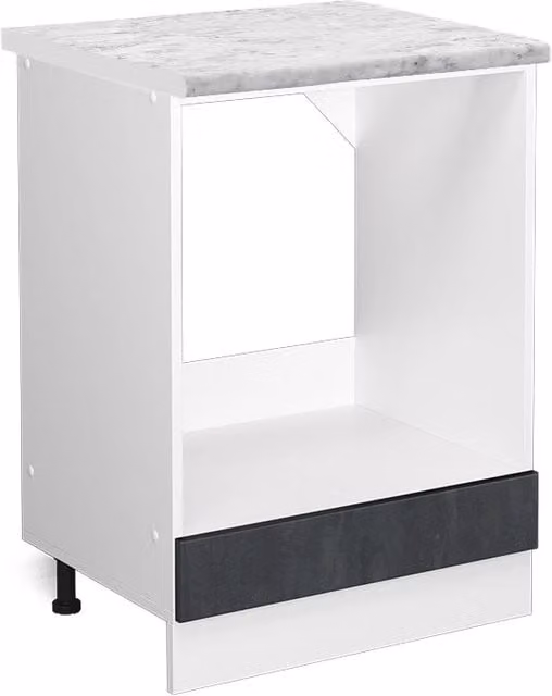 Mobile per forno da incasso Vicco R-Line Calce nera e Bianco con piano in marmo, L: 60 cm, H: 81,6 cm, P: 60 cm