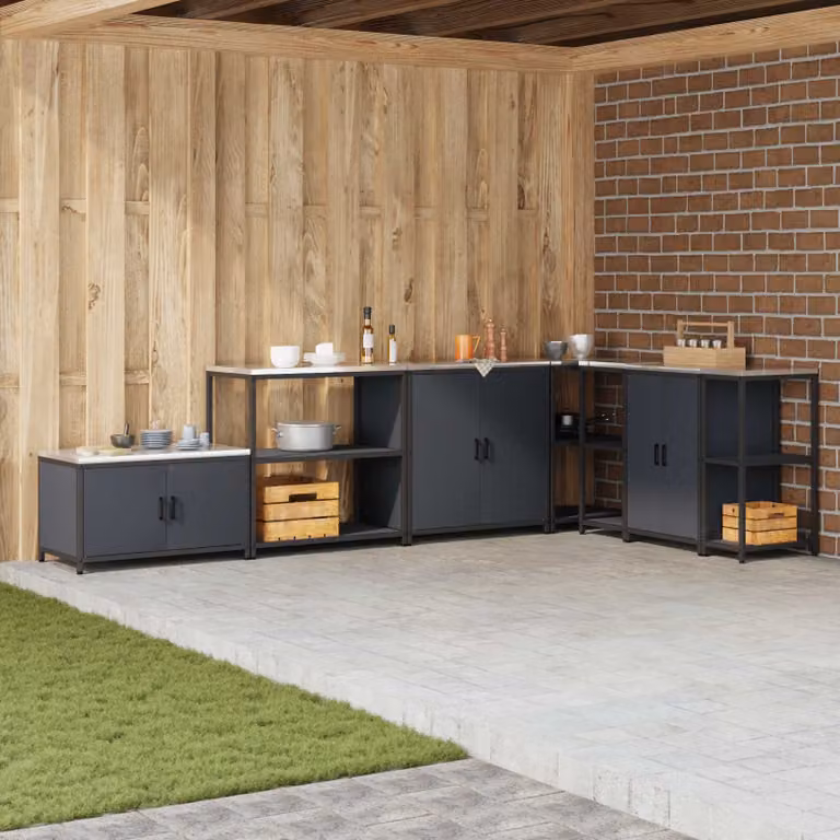 Unità di scaffali per cucina HATTEM vidaXL in metallo antracite H 92 x L 90 x P 50 cm