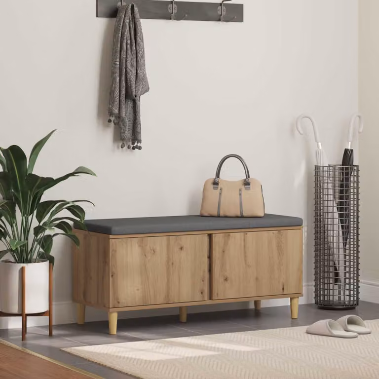 vidaXL Panca per ingresso con portascarpe in legno Rovere Marrone L: 100 cm, P: 38 cm, H: 46 cm