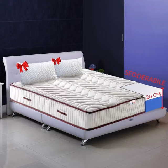 Materasso Memory Nature ITALYMATERASSI Singolo Bianco con Cuscino, Ortopedico in Schiuma Viscoelastica e Tessuto Anallergico Antibatterico, L 85 cm x P 200 cm, H 20 cm