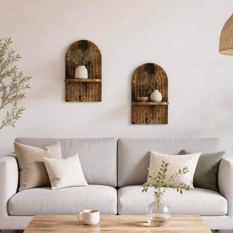 Set di 2 scaffali da parete vidaXL in legno Rovere Fumo, L 23 cm x P 13,5 cm x H 37,5 cm