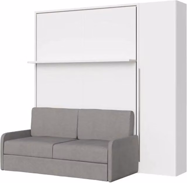 Letto matrimoniale a scomparsa Versia Kivio con armadio a sinistra, 2 ante, colore bianco, L/P: 140 x 200 cm