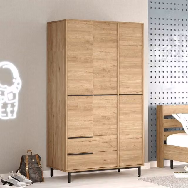 Armadio con Ante Scorrevoli DMORA per Camera da Letto, Colore Marrone Rovere Opaco, L: 112 cm, P: 55 cm