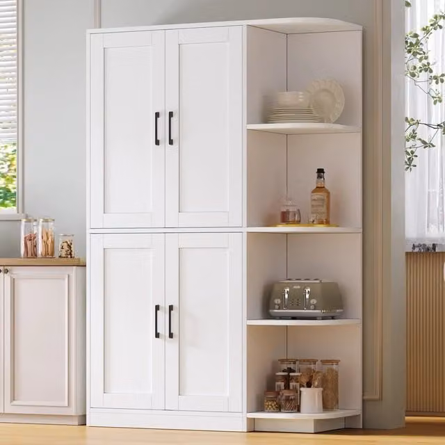 Mobile colonna da cucina Mivray in MDF bianco opaco con ripiani regolabili e vani aperti L/P/H: 103 x 40 x 163 cm