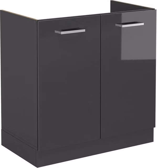 Mobile lavello cucina Vicco R-Line Antracite lucido senza piano di lavoro L: 80 cm