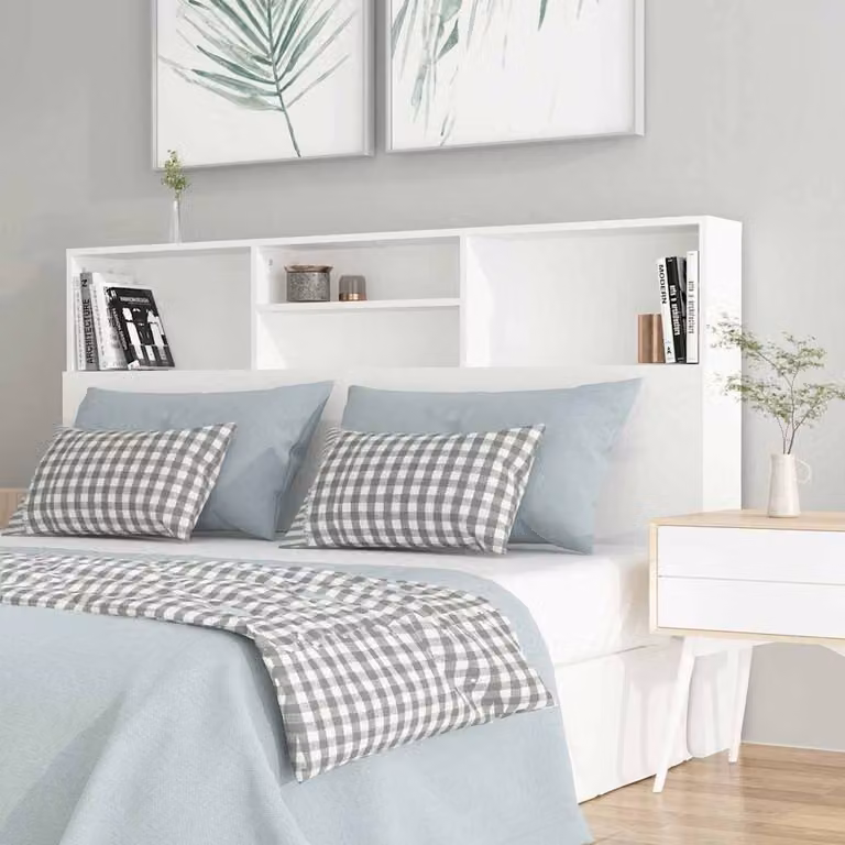 Testiera con contenitore e ripiani integrati vidaXL, Bianco, L 160 x P 19 x H 103,5 cm