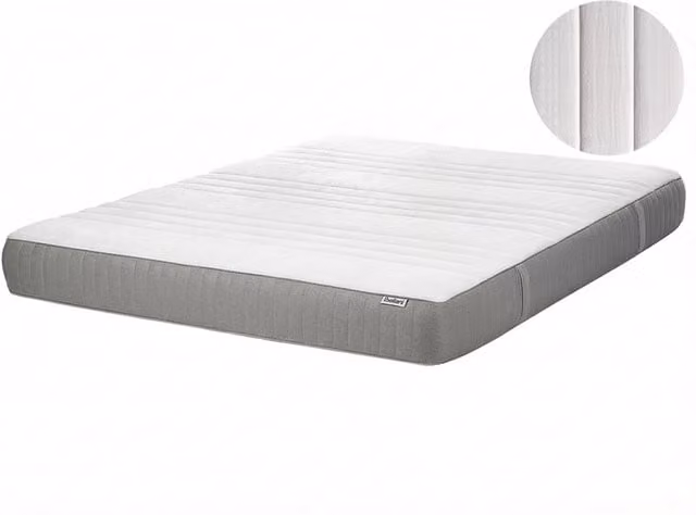 Materasso BELIANI EU in schiuma viscoelastica con rivestimento sfoderabile Bianco e Grigio L: 180 cm, P: 200 cm, H: 20 cm
