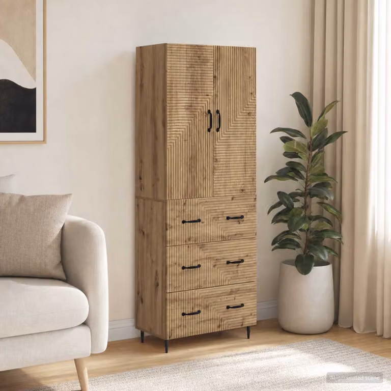 Set di 2 armadi a muro vidaXL in legno marrone con ante e ripiani interni L/P/H: 66 x 34,5 x 90 cm