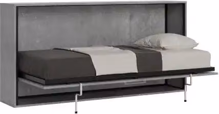 Letto singolo a scomparsa Kando Kivio con materasso in schiuma grigio, finitura faggio