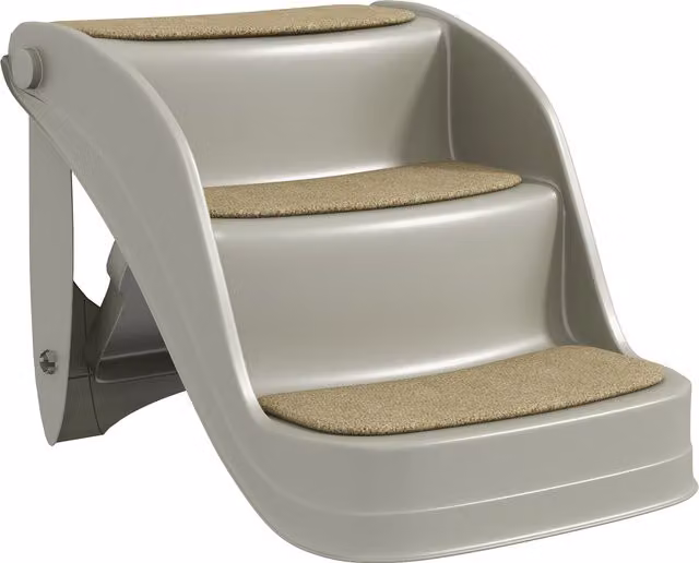 Scala pieghevole per cani piccoli PawHut con 3 gradini antiscivolo, Grigio, L 49 cm x P 38 cm x H 38 cm