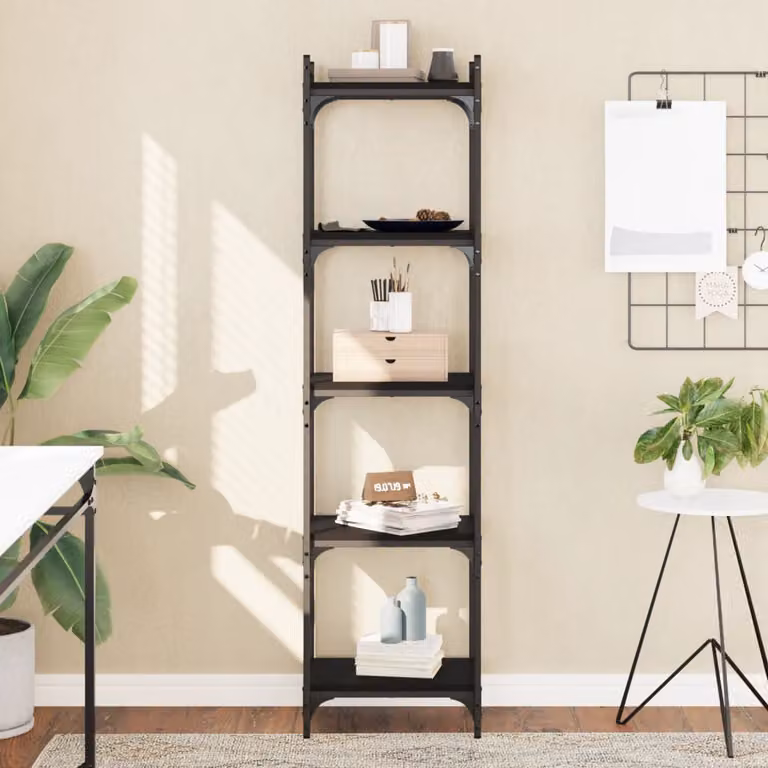 Libreria a 5 Ripiani vidaXL in Stile Industrial, Colore Nero, L/P/H: 40 x 30 x 154 cm