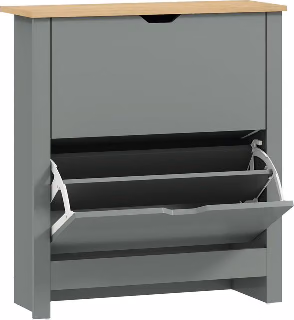 Scarpiera HOMCOM con 2 scomparti ribaltabili e divisori regolabili per 8-12 paia di scarpe, Grigio Chiaro, L 72 x P 26 x H 80 cm