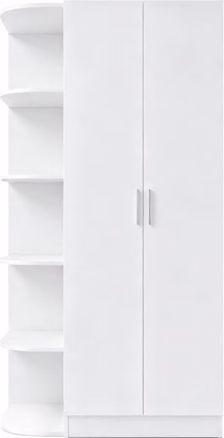 Armadio guardaroba moderno bianco con 2 ante, ripiani e cassetti integrati in MDF e metallo L/P/H: 90 x 55 x 170 cm