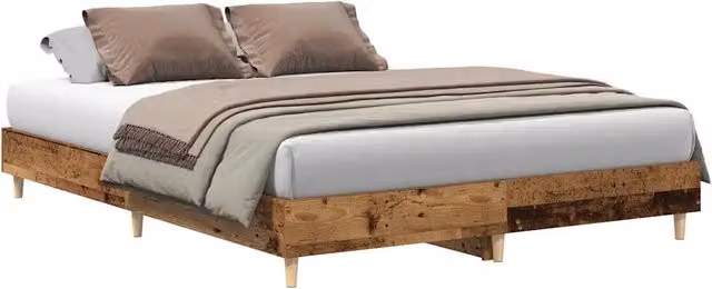 Letto matrimoniale Design In in legno color marrone effetto antico con giroletto in truciolato L/P/H: 150 x 200 cm