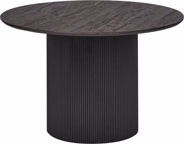 Tavolo da pranzo rotondo Beliani con piano in MDF nero e base a colonna centrale, Diametro: 120 cm, Altezza: 75 cm
