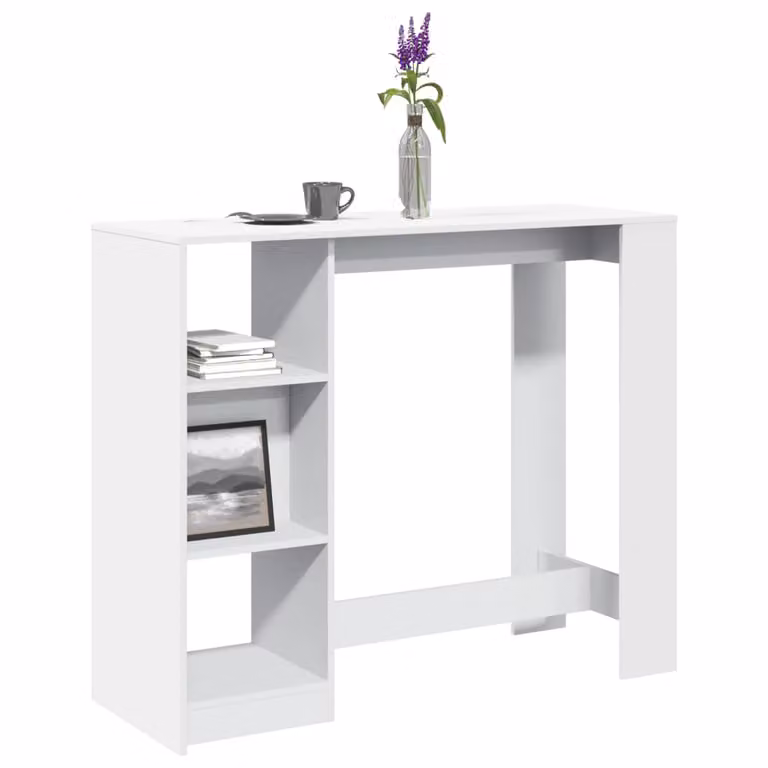 vidaXL Tavolo Bar Moderno Bianco con Ripiano in Truciolato L: 124 cm, P: 46 cm, H: 103,5 cm