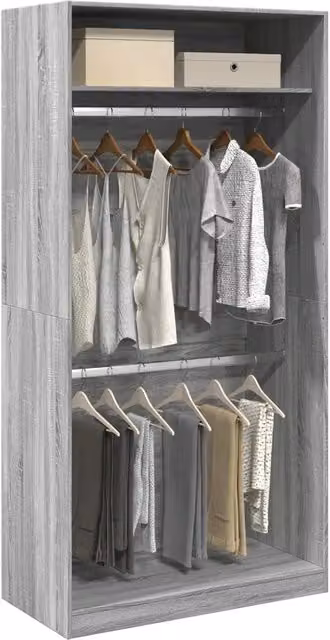 Armadio vidaXL Grigio in Legno e MDF con Ante a Battente L/P/H: 100 x 50 x 200 cm