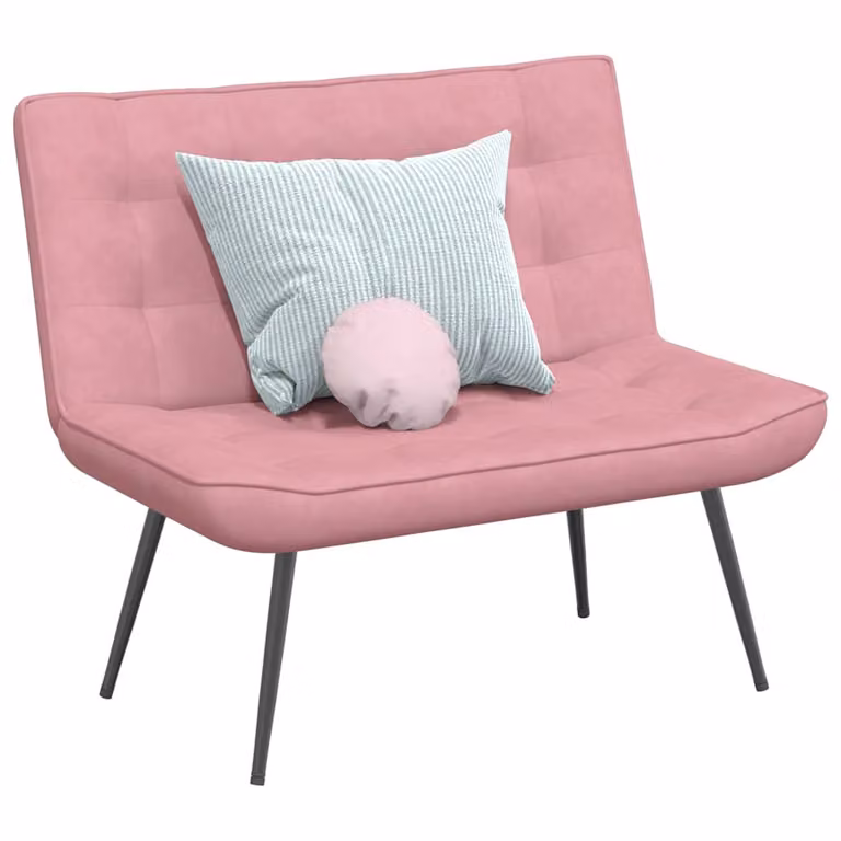 Panca vidaXL in velluto rosa con struttura in metallo, L 110 cm x P 74 cm x H 84 cm